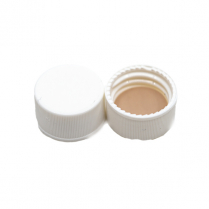 Cap Screw 15mm WHT Ribbed PP Closed Cap PTFE/F217