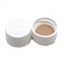 Cap Screw 18mm WHT Ribbed PP Closed Cap PTFE/F217