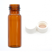4mL Amber Screw Vial w/13mm White PP Closed Cap, PTFE/F217