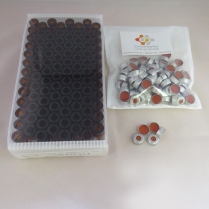 2mL Lo Clear Crimp Vial w/11mm Alum Crimp Cap Clr PTFE/Red R