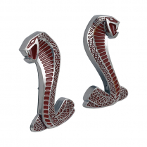 2007-14 Cobra Snake Fender Emblems - Chrome with Red