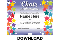 CHOIR ACHIEVEMENT Downloadable Certificate