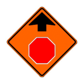 Sign,Roll-Up,48x48, W3-1, Stop (red with arrow)