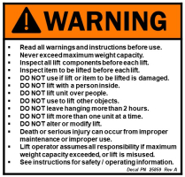 Decal- Lift General Warning