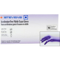 Stevens Accelerator-Free Nitrile Exam Gloves, Non‑Sterile (100 per box), Medium