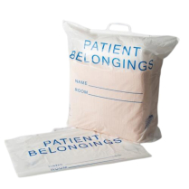 Belongings Bag w/Rigid Handle, White, 20" x 20" x 4", 2.5mil