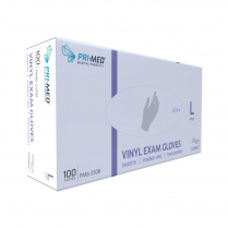 PRIMED&reg; Comfort&trade; Vinyl Exam Gloves (100 per box), Large
