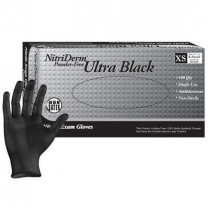 Nitriderm&reg; Ultra Black Nitrile Gloves, X-Small (100 per box)
