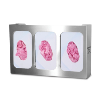 Bowman&reg; Triple Glove Box Dispenser w/Dividers, Stainless Steel
