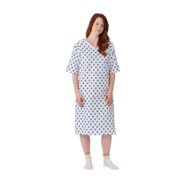 Medline&reg; Cotton/Poly Patient Gowns, Side Tie, Snowflake Print, 3XL
