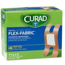CURAD&reg; Flex-Fabric&trade; Adhesive Bandages, 1 &frac12;" x 3'' - Knuckle