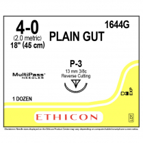 ETHICON&reg; Plain Gut Suture, 1644G (4-0 w/P-3 Needle)