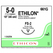 ETHILON&reg; Nylon Suture, 661G (5-0 w/FS-2 Needle)