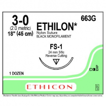 ETHILON&reg; Nylon Suture, 663G (3-0 w/FS-1 Needle)