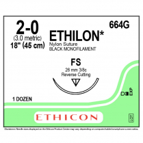ETHILON&reg; Nylon Suture, 664G (2-0 w/FS Needle)