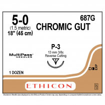 ETHICON&reg; Chromic Gut Suture, 687G (5-0 w/P-3 Needle)