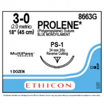PROLENE&reg; Polypropylene Suture 8663G (3-0 w/PS-1)