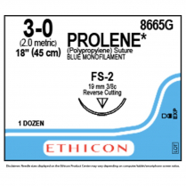 PROLENE&reg; Polypropylene Suture 8665G (3-0 w/FS-2 Needle)