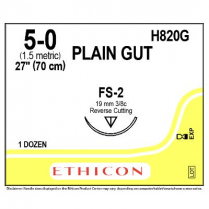 ETHICON&reg; Plain Gut Suture, H820G (5-0 w/FS-2 Needle)