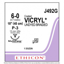 COATED VICRYL&reg; (Polyglactin 910) Suture J492G (6/0 Vicryl w/P-3 Needle)
