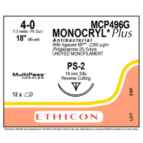MONOCRYL&reg; Plus Antibacterial (poliglecaprone 25) Suture, MCP496G (4-0 w/PS-2 Needle)