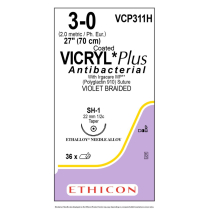 COATED VICRYL&reg; Plus Antibacterial (polyglactin 910) Suture VCP311H (3-0 w/SH-1 Needle)