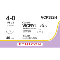 COATED VICRYL&reg; Plus Antibacterial (polyglactin 910) Suture VCP392H, (4-0 w/FS-2S Needle)