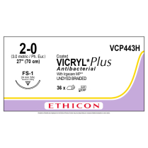 COATED VICRYL&reg; Plus Antibacterial (polyglactin 910) Suture VCP443H, (2-0 w/FS-1 Needle)