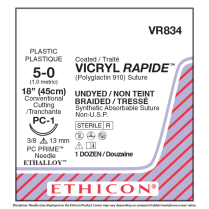 VICRYL RAPIDE&trade; (Polyglactin 910) Suture VR834 (5-0, 18", PC-1 Needle)