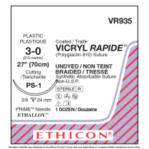 VICRYL RAPIDE&trade; (Polyglactin 910) Suture VR935 (3-0, 27", PS-1 Needle)