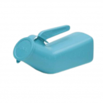 Medegen&reg; Male Urinal w/Cover, Hanging Handle, Blue