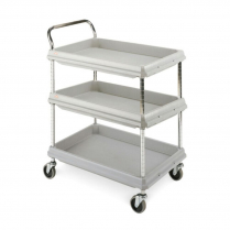 Metro&reg; Deep Ledge Utility Cart, 3 Shelves, Gray, 20" x 30"