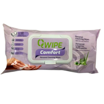QWipe Comfort Pre-Moistented Personal Cleansing Wipes w/Aloe, 11.4" x 9"