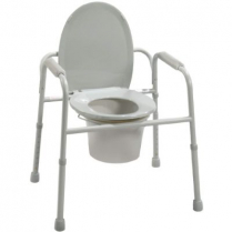 Drive&reg; Deluxe All-In-One Welded Steel Commode with Plastic Armrests