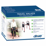 Drive&reg; Deluxe Folding Travel Walker w/5" Wheels, Red