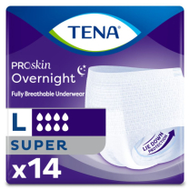 TENA&reg; Overnight Super Protective Underwear, L (fits waist sizs 114-147cm)