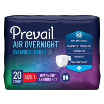 Prevail Air&trade; Overnight Incontinence Adult Brief, Size 1 (26" - 48")