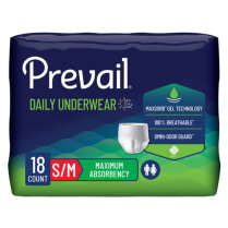 Prevail&reg; Unisex Incontinence Underwear, Maximum Absorbency, Small/Medium (34" - 46")