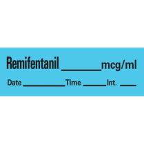 Remifentanil Label, Blue, 1-1/2" x 1/2"