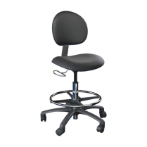Brewer Millennium Series Lab Stool w/Backrest, Black