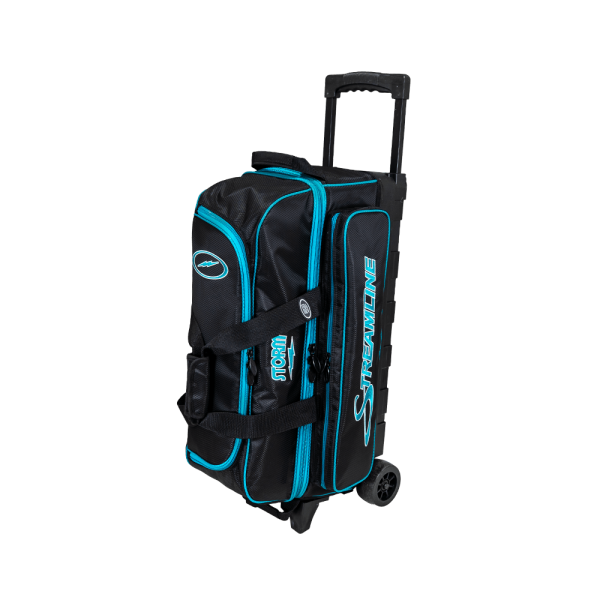 3-Ball Streamline Bowling Bag (Black/Aqua) Front
