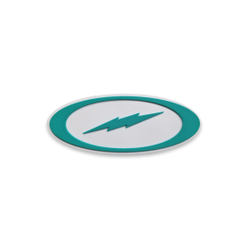OVAL BOLT LOGO RUBBER PATCH TEAL/WHITE