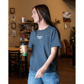 Storm Essentials Women&rsquo;s Lifestyle Tee (Vintage Navy) Heavyweight Cotton Model