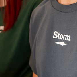 Storm Essentials Women&rsquo;s Lifestyle Tee (Vintage Navy) Heavyweight Cotton Storm logo detail