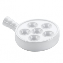 744042 Escargot plate white w/handle