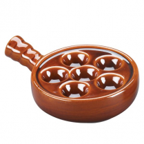 744045 Escargot plate w/hndle brown