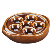 744046 Escargot plate brown     SPECIAL
