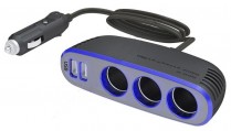 TE4-1861   PRISE CIGARE 1 A 3 AVEC PORT USB LED