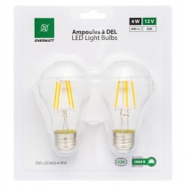 EWL-LEDA60-4-WW  Clear A60 Type Filament LED Bulb 12V 4W Warm White (Pkg of 2)