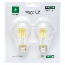 EWL-LEDA60-8-NW   Ampoule a filaments DEL 12V 8W format A60, blanc neutre (paquet de 2)